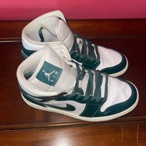 Jordan Mid-Top Sneakers in White and Dark Green